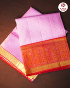 Lavender Pink Kanchipuram Meena Border Saree