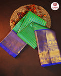 Green & Royal Blue Kanchi Pattu Saree with Rich Zari Border