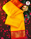 Kanchi Pattu Saree in Yellow with Traditional Zari Border
