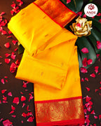 Kanchi Pattu Saree in Yellow with Traditional Zari Border