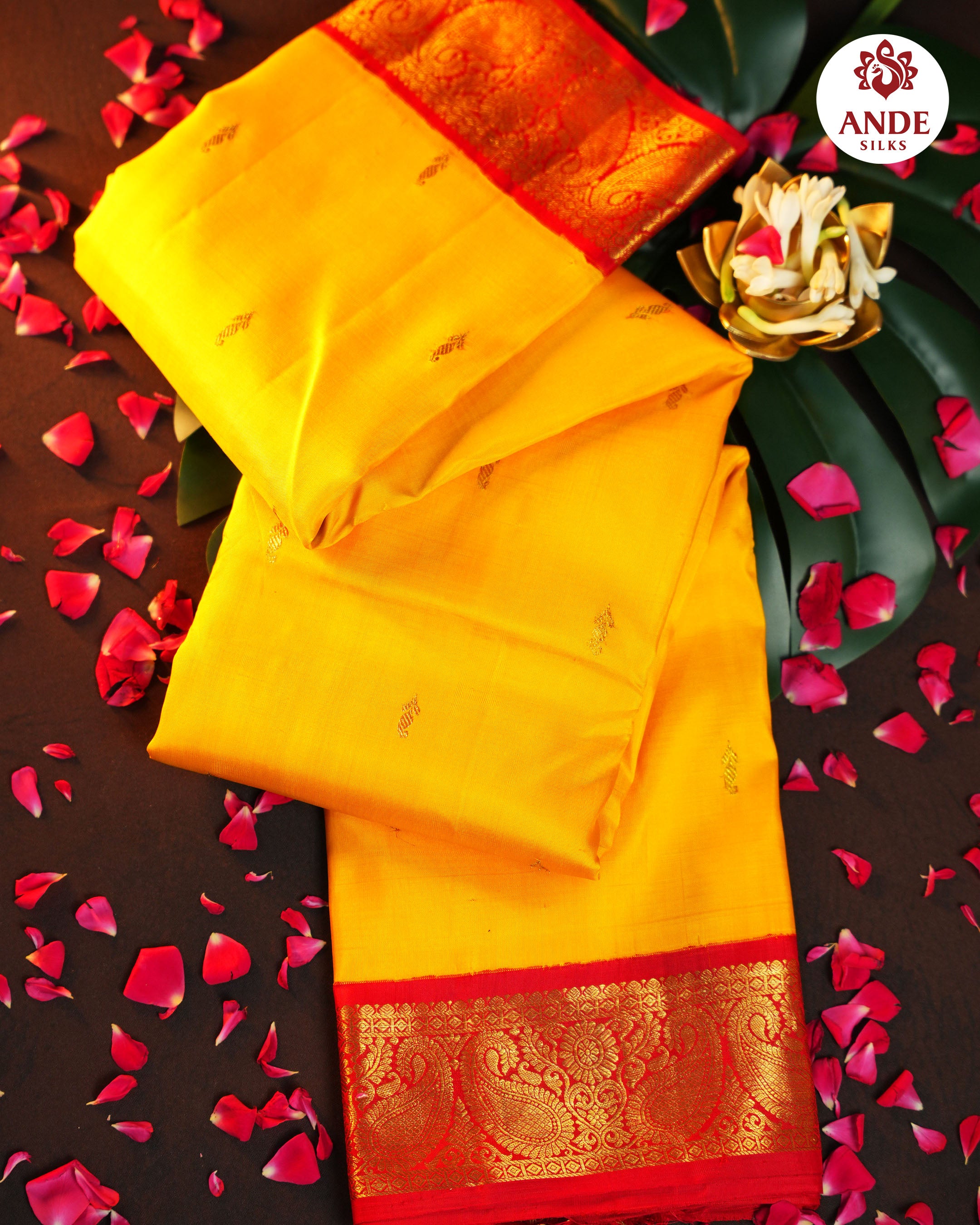 Kanchi Pattu Saree in Yellow with Traditional Zari Border
