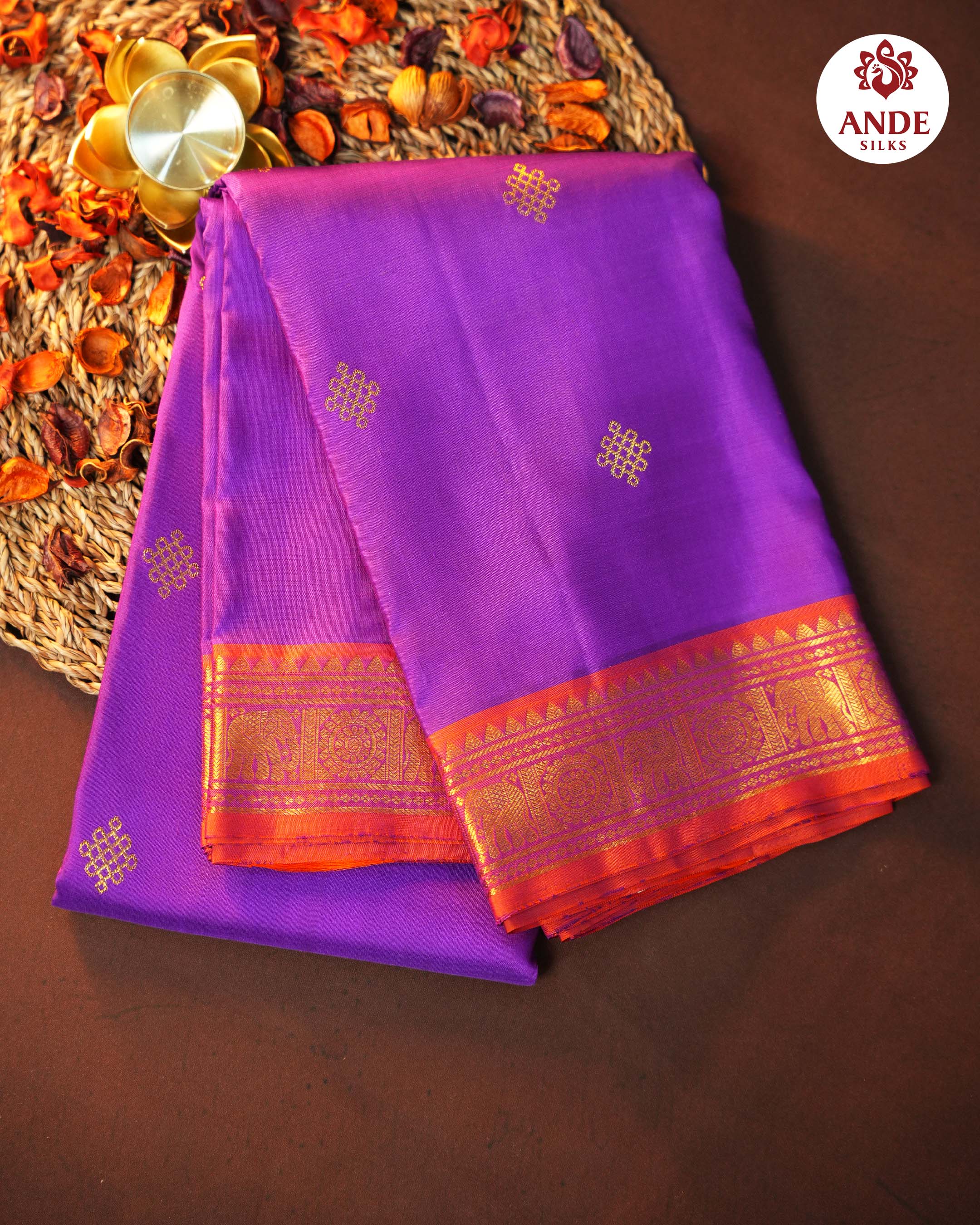 Purple Kanchi Pattu Special Butties Saree
