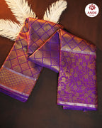 Purple Kanchi Pattu Saree with Rich Zari Checks & Floral Pallu