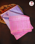 Kanchi Pattu Saree with Floral Zari Weaving – Lavender Pink