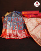 Kanchi Pattu Saree with Rich Zari Border – Blue & Red