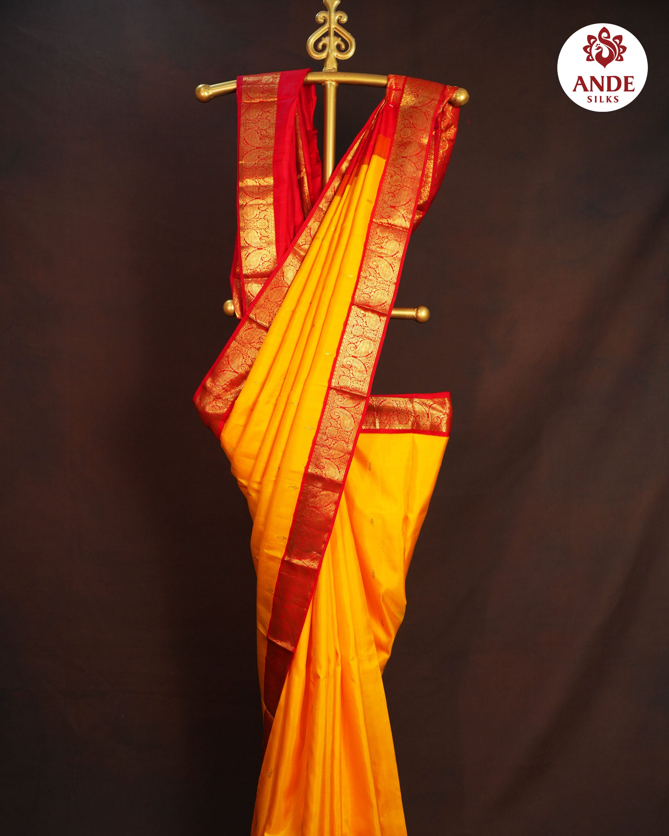 Kanchi Pattu Saree in Yellow with Traditional Zari Border