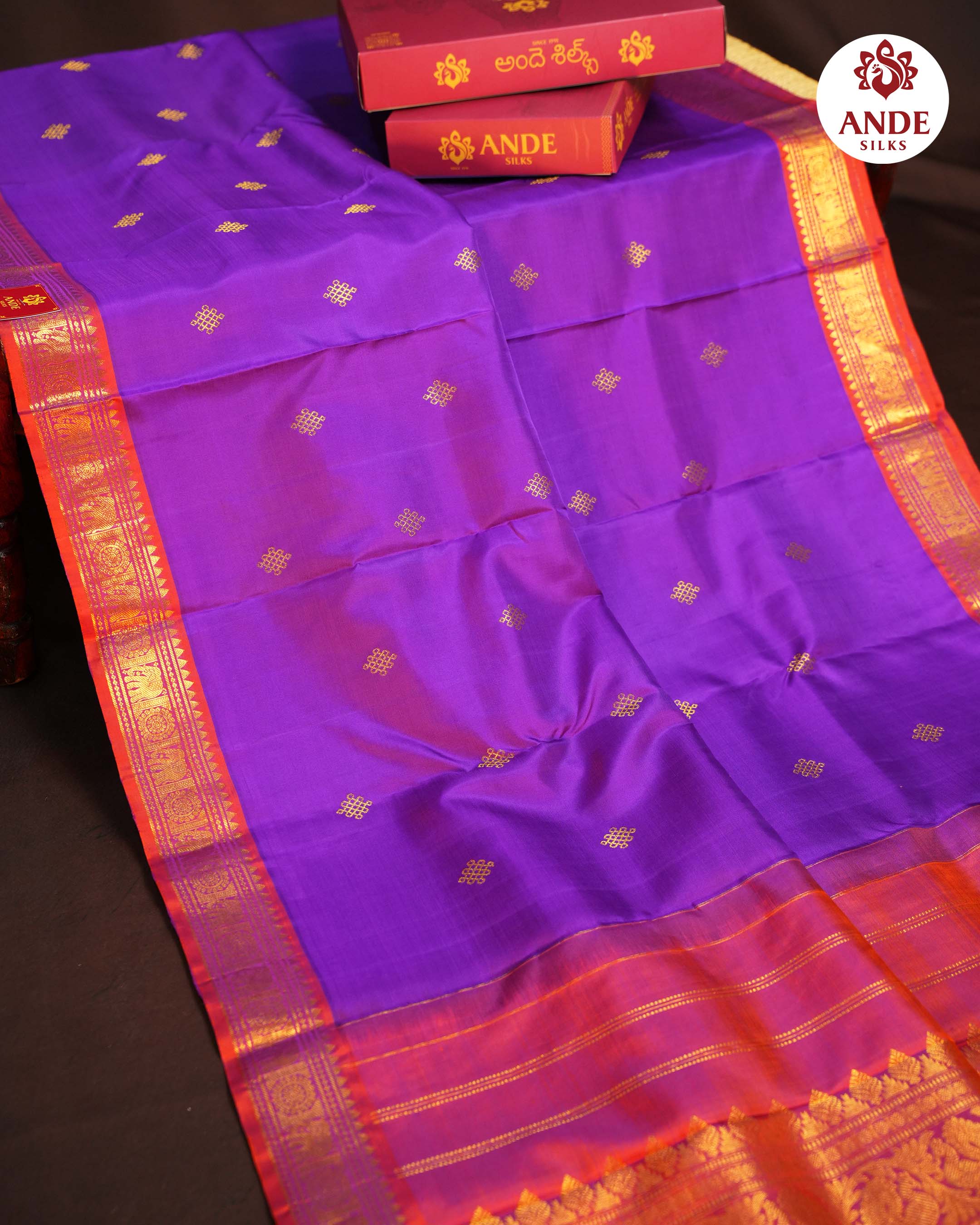 Purple Kanchi Pattu Special Butties Saree