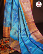 Sky Blue Kanchipuram Meena Border Silk Saree