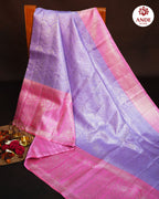 Kanchi Pattu Saree with Floral Zari Weaving – Lavender Pink
