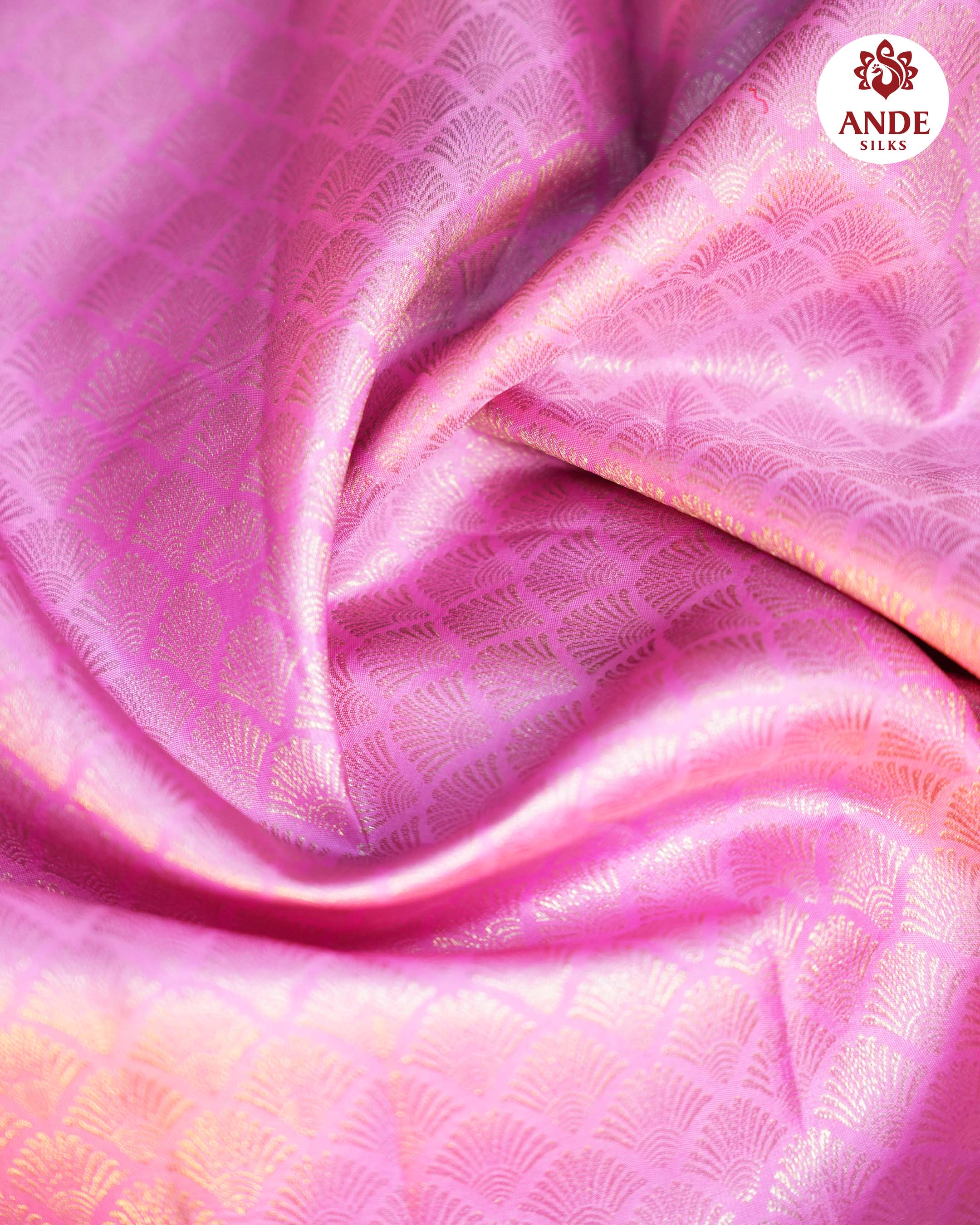 Lavender Pink Kanchipuram Meena Border Saree