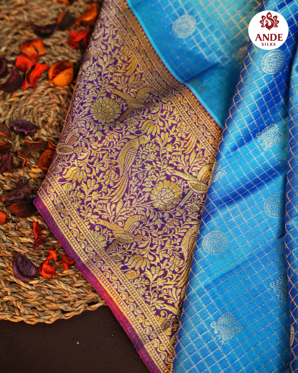 Sky Blue Kanchipuram Meena Border Silk Saree