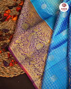 Sky Blue Kanchipuram Meena Border Silk Saree