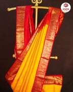 Kanchi Pattu Saree in Yellow with Traditional Zari Border