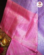 Kanchi Pattu Saree with Floral Zari Weaving – Lavender Pink