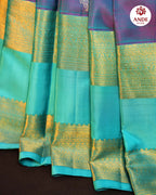 Purple Kanchipuram Vintage Saree with Aqua Zari Border