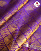 Purple Kanchi Pattu Saree with Rich Zari Checks & Floral Pallu