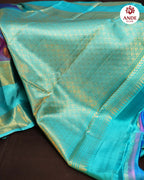 Purple Kanchipuram Vintage Saree with Aqua Zari Border