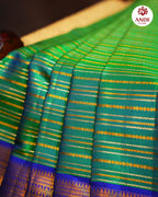Green & Royal Blue Kanchi Pattu Saree with Rich Zari Border