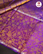 Purple Kanchi Pattu Saree with Rich Zari Checks & Floral Pallu