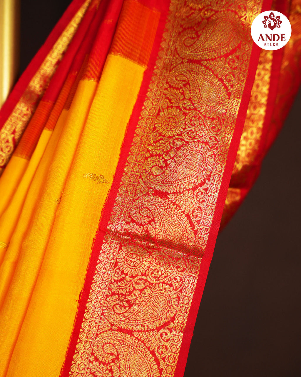 Kanchi Pattu Saree in Yellow with Traditional Zari Border