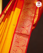 Kanchi Pattu Saree in Yellow with Traditional Zari Border