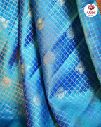 Sky Blue Kanchipuram Meena Border Silk Saree