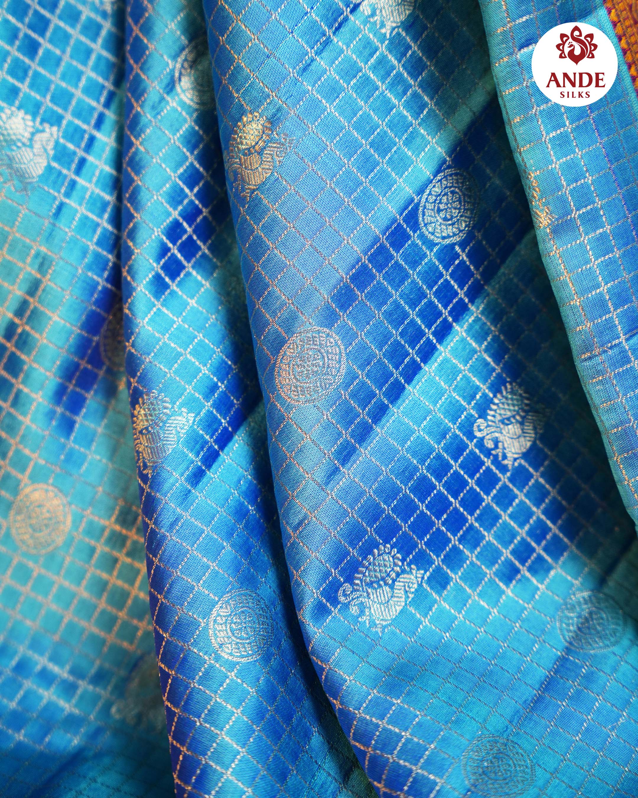Sky Blue Kanchipuram Meena Border Silk Saree