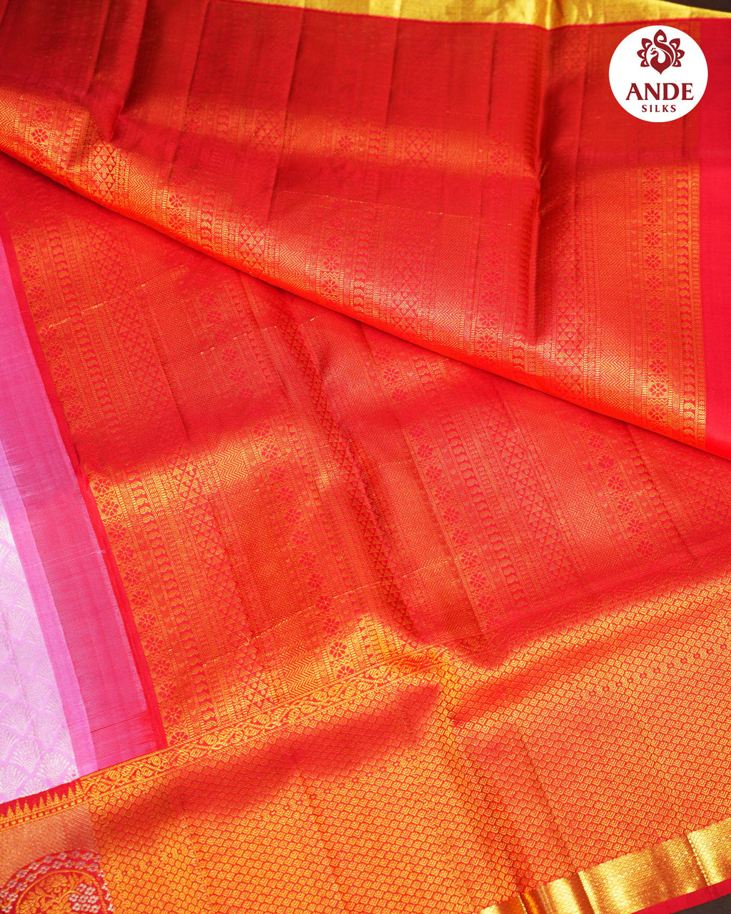 Lavender Pink Kanchipuram Meena Border Saree