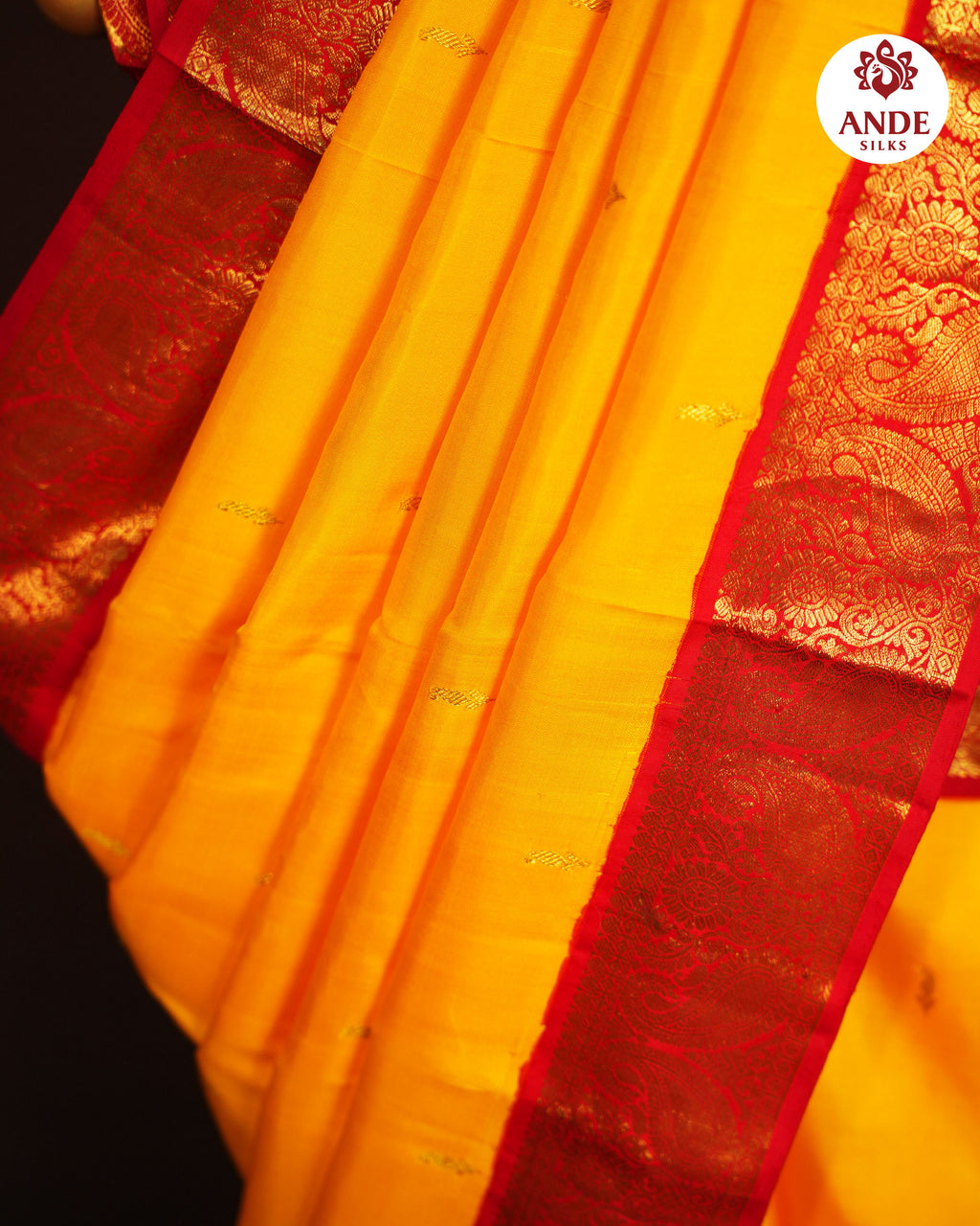 Kanchi Pattu Saree in Yellow with Traditional Zari Border