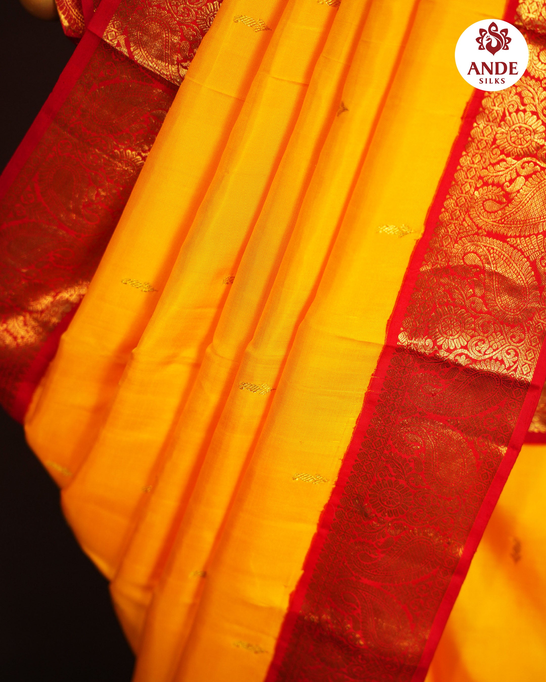 Kanchi Pattu Saree in Yellow with Traditional Zari Border