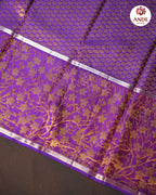 Purple Kanchi Pattu Saree with Rich Zari Checks & Floral Pallu