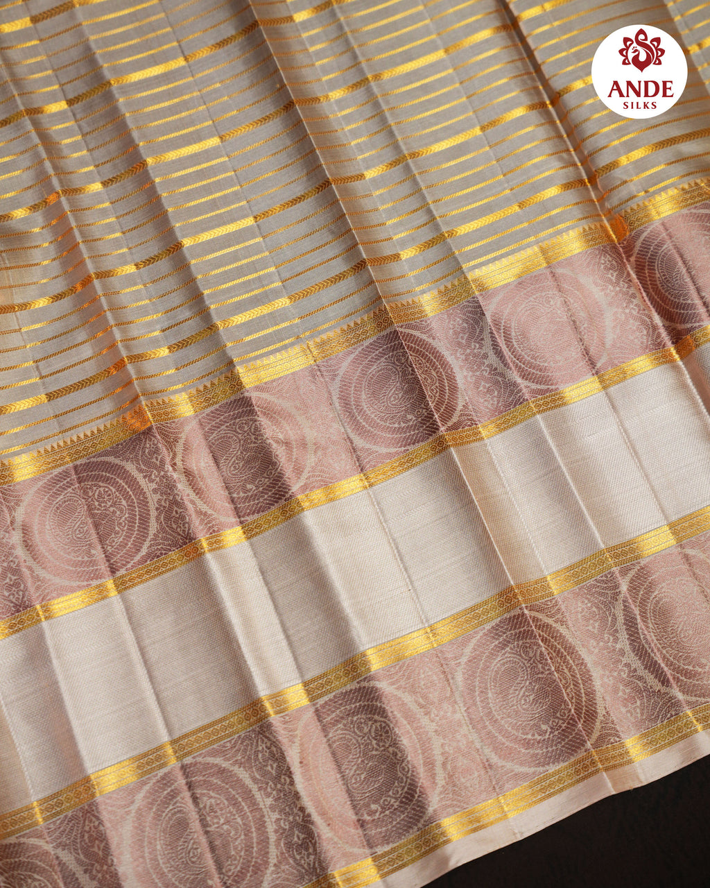 Cream Kanchi Pattu Saree with Elegant Zari Border