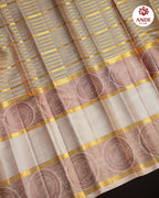 Cream Kanchi Pattu Saree with Elegant Zari Border