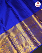 Green & Royal Blue Kanchi Pattu Saree with Rich Zari Border