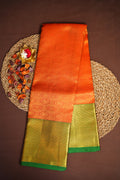 Kanchi Pattu Saree Bridal Collection Orange Green Zari | Ande Silks