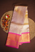 Kanchi Pattu Saree Bridal Collection Gold Pink Zari | Ande Silks