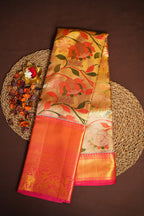 Kanchi Pattu Saree Bridal Collection Gold Floral Zari | Ande Silks