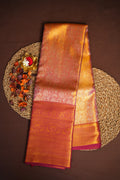 Kanchi Pattu Saree Bridal Collection Peach Pink Zari | Ande Silks
