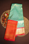 Kanchi Pattu Saree Bridal Collection Teal Red Zari | Ande Silks