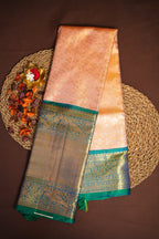 Kanchi Pattu Saree Bridal Collection Peach Green Zari | Ande Silks