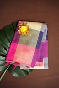 Kanchi Pattu Borderless Saree Fusion Pastel Checks | Ande Silks
