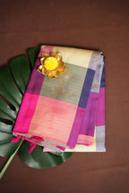 Kanchi Pattu Borderless Saree Fusion Pastel Checks | Ande Silks