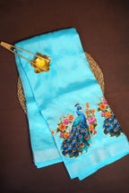 Mangalagiri Applique Work Saree Peacock Design | Ande Silks