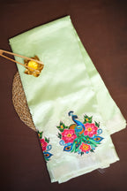 Mangalagiri Applique Work Saree Peacock Floral | Ande Silks