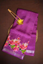 Mangalagiri Applique Work Saree Pink Floral | Ande Silks