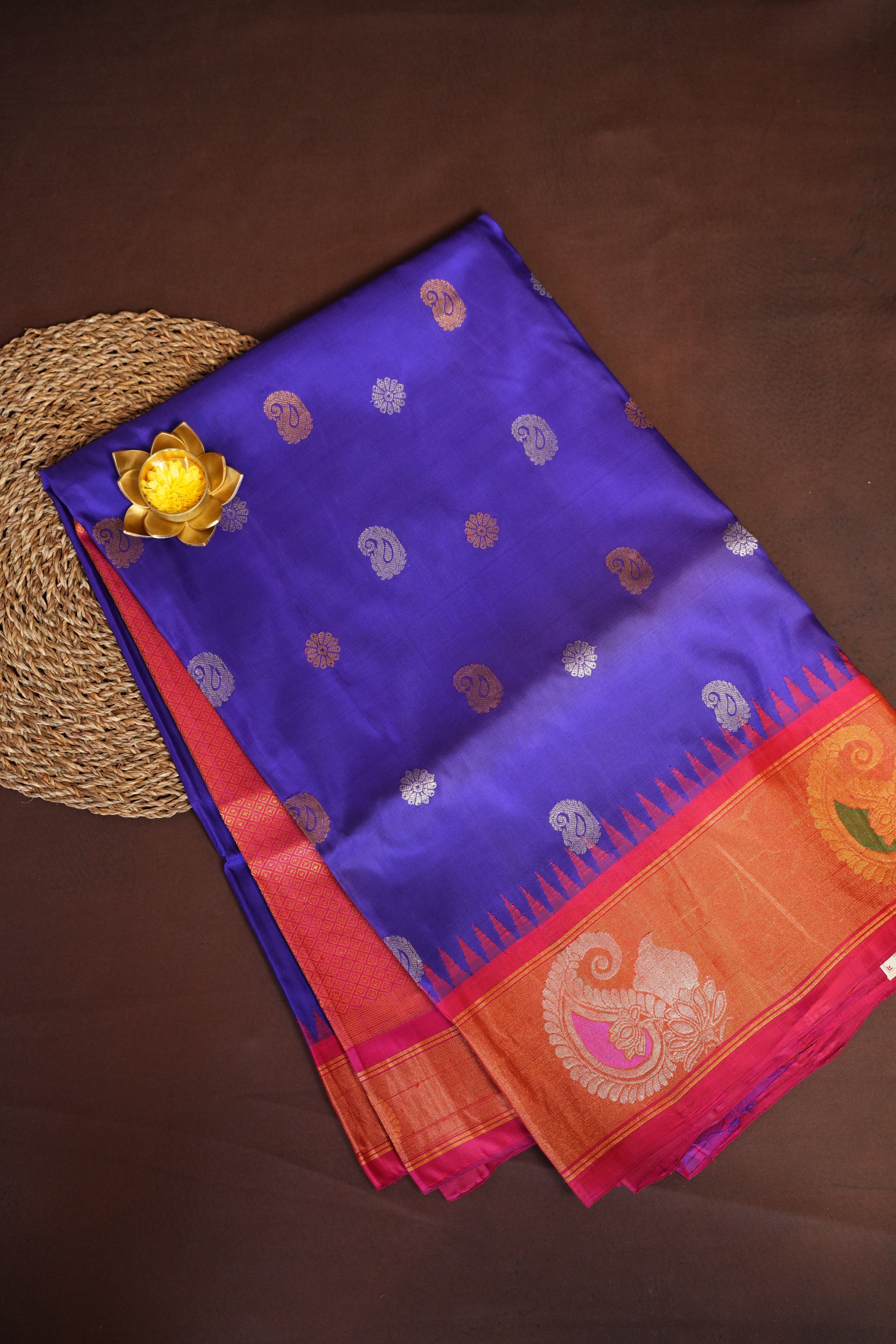 Purple Gadwal Tissue Border Meena Designer Saree | Ande Silks