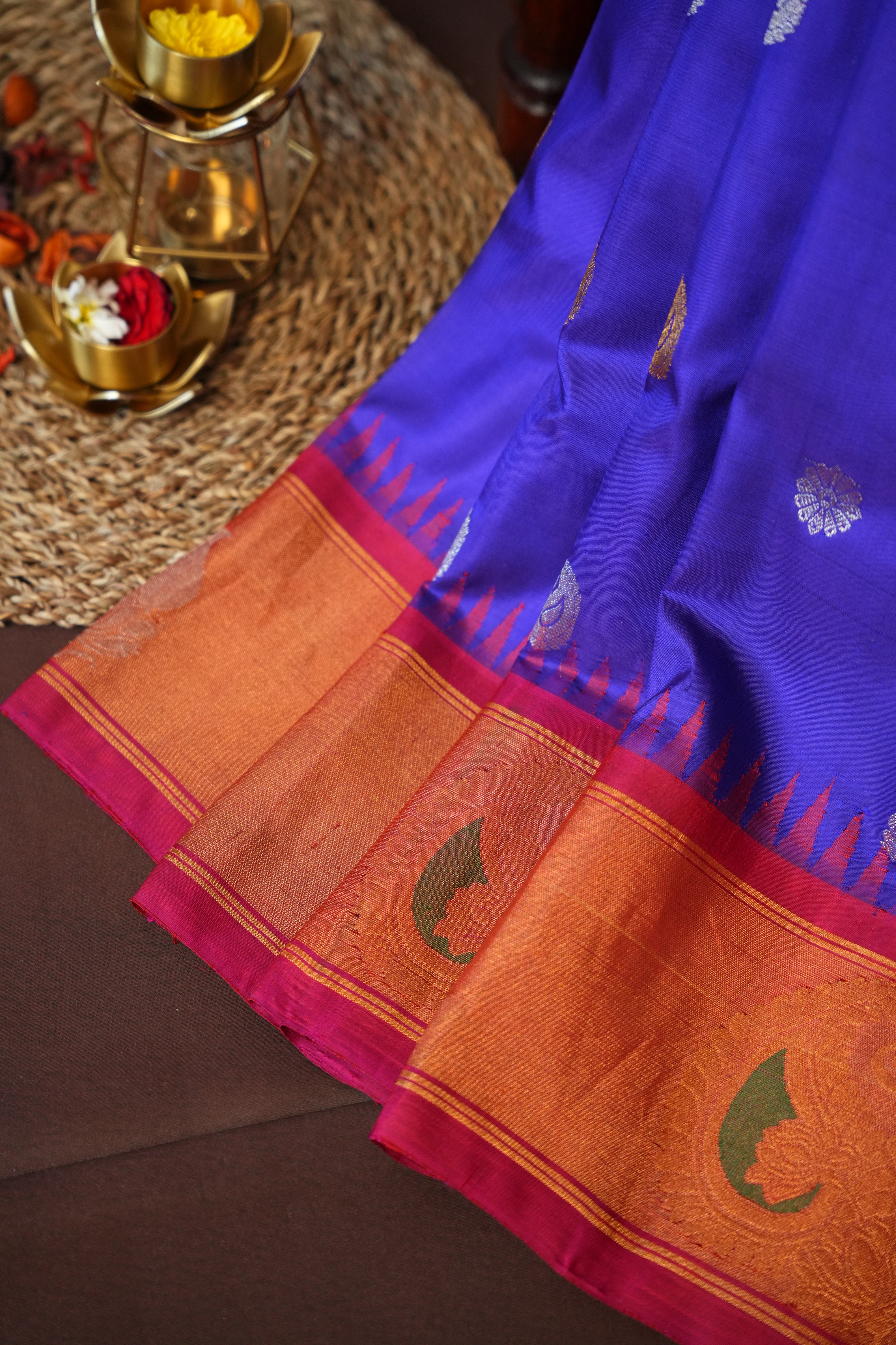 Purple Gadwal Tissue Border Meena Designer Saree | Ande Silks