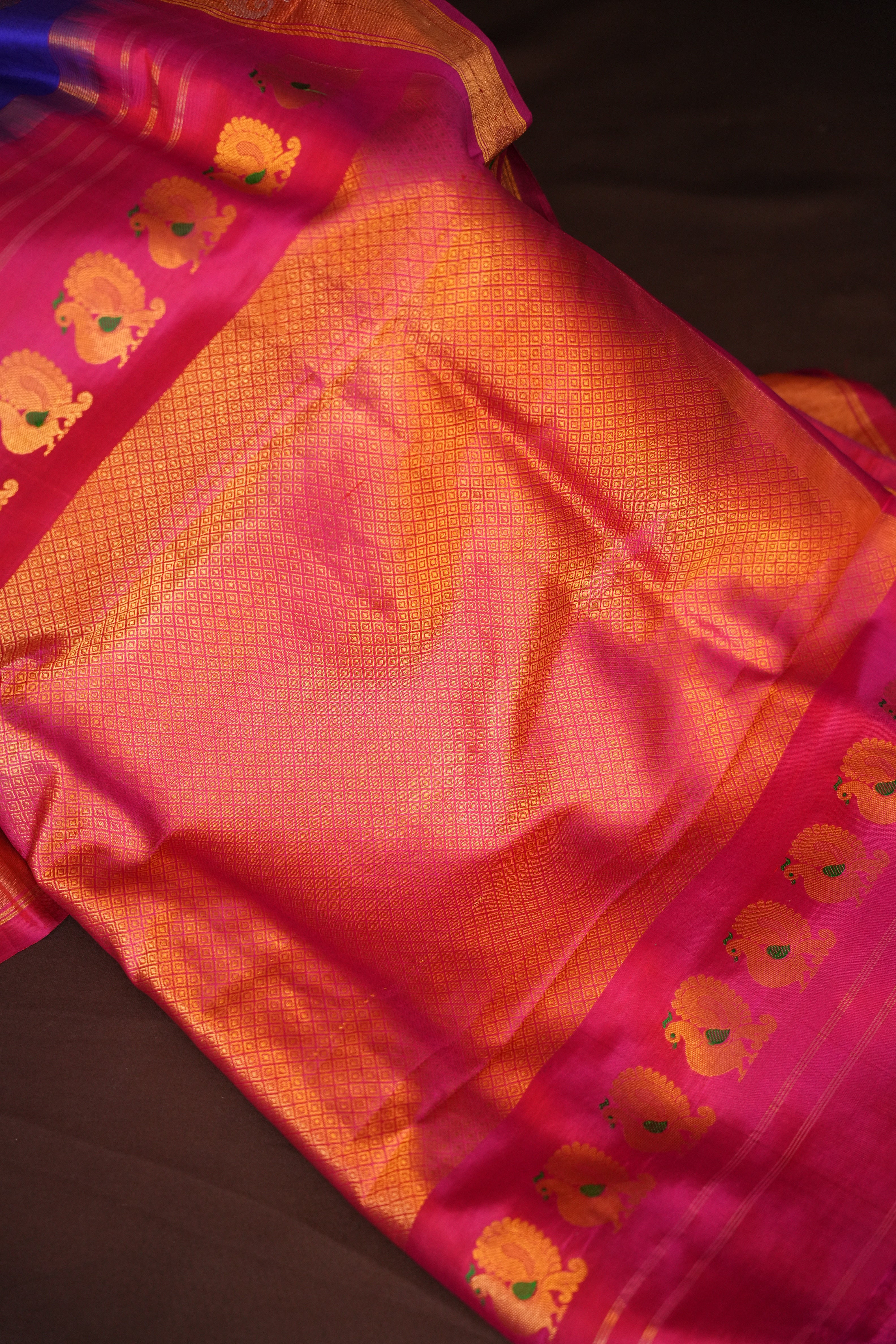 Purple Gadwal Tissue Border Meena Designer Saree | Ande Silks
