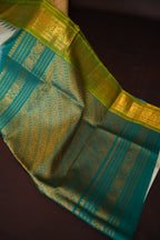 Cream Gadwal Vintage Collection Saree with Green Border | Ande Silks