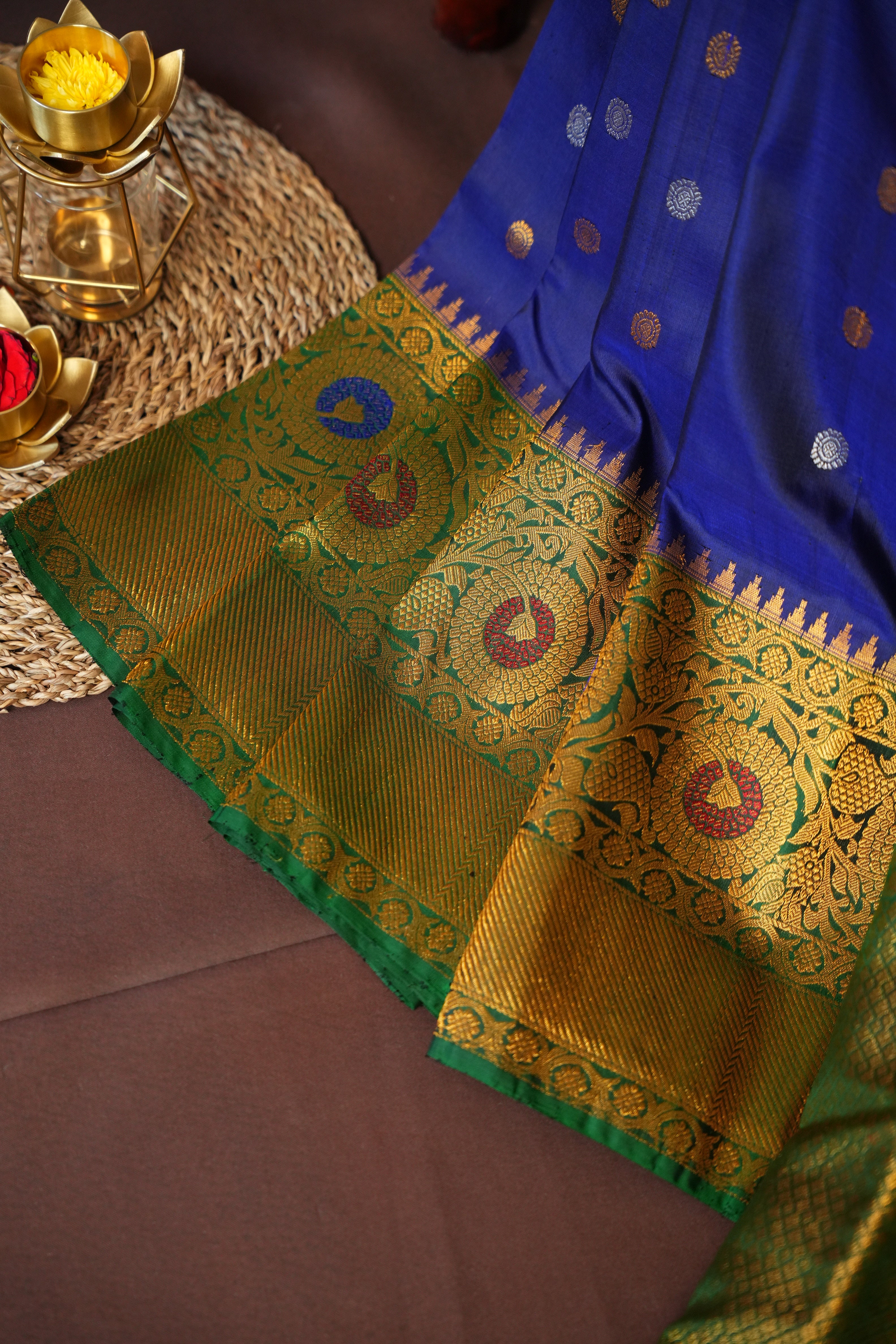 Royal Blue Gadwal Meena Kari Border Saree | Ande Silks